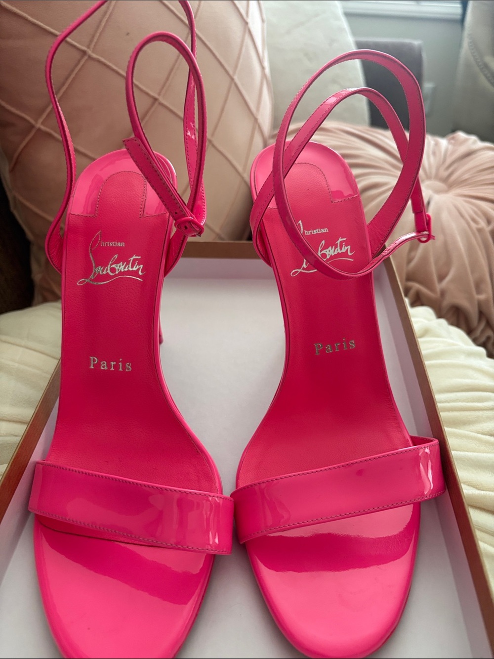 Christian Louboutin Hot Pink Patent Slingback Heels